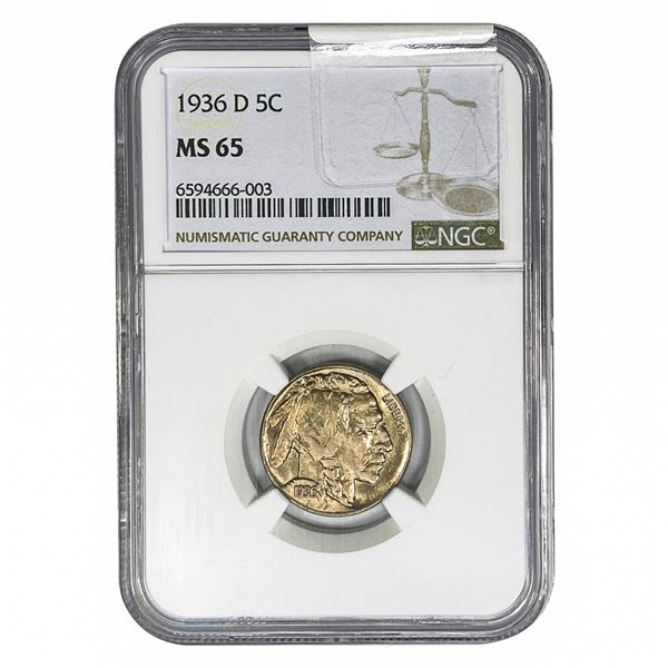 1936-D Buffalo Nickel NGC MS65