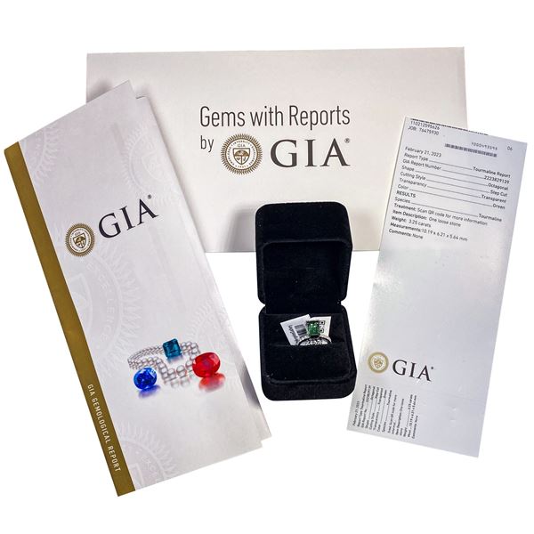 GIA certified 3.25 CT Tourmaline & Diamond 14KG Ring w/ GIA Report