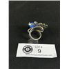Image 2 : Interesting Fork Art Ring w/ Blue Stone
