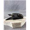 Image 2 : 4" Inuit Stone Bird Carving & Ltd Ed. 443/500 Siggy Puchta Carved & Cast 5" L Sculpture