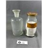 Image 2 : Antique Glass Apothecary Bottle w/ Stopper & Original Lab Bottle w/ Chemicals