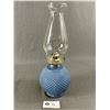 Image 2 : New Old Stock 1970's Anchor Hocking Blue Hobnail Oil Lamp