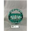 Image 1 : Stunning Vintage 70's Emerald Green Crystal Cut To Clear Basket