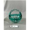 Image 3 : Stunning Vintage 70's Emerald Green Crystal Cut To Clear Basket
