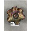 Image 2 : Gorgeous FENTON Purple Carnival Glass Persian Medallion Ruffled Edge Bowl - 6"
