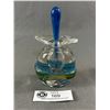 Image 1 : Beautiful Signed Blown Glass Art Perfume Bottle w/ Glass Dauber - 5.5" Tall