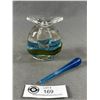 Image 2 : Beautiful Signed Blown Glass Art Perfume Bottle w/ Glass Dauber - 5.5" Tall