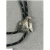 Image 2 : Vintage Native American Bolo Tie w/ Signed Sterling Carved Eagle Slide