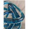 Image 2 : Art Glass Twisted Rope Knot Sculpture Blue And Gold 6”