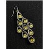 Image 2 : Vintage Chandelier Earrings Uranium Vaseline UV Glow, 2.5" Hang