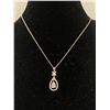 Image 1 : 925 Teardrop Pear Necklace Pendant 18" + 2" Extender - Marked 925 - Beautiful New Necklace