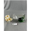 Image 1 : Vintage Art Glass Paperweight Figurine Lot: Murano Art Glass Emerald And Clear Heavy 4 1/4" Whale & 