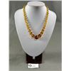 Image 1 : Vintage 60s Amber Faceted Glass Graduated Necklace, Barrel Clasp, Nice Weight, Very Sparkly