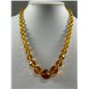 Image 2 : Vintage 60s Amber Faceted Glass Graduated Necklace, Barrel Clasp, Nice Weight, Very Sparkly