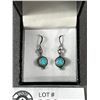 Image 2 : 925 Sterling Silver Blue Opal Gemstone Dangling Hook Earrings - Marked Ster 5 And A Star & Tested