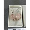 Image 2 : 925 Sterling Silver and Rose Quartz Hook Dangling Drop Earrings - Tested