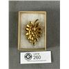 Image 2 : Vintage Large Amber And Aurora Borealis Rhinestone Brooch Pin 2.25" X 1.5"