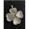 Image 2 : Vintage 925 Sterling Silver Clover Heart Locket Pendant - 8.3 Grams - 1.25" Including Bail -Marked &