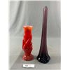 Image 2 : Vintage Cased Glass 9" Bud Vase Hand Holding Vessel McCory Corp Taiwan & Vintage  Amethyst Long Stem
