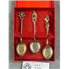 Image 2 : 3 Vintage Silver Teaspoons w/ Gemstones In Original Box