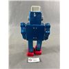 Image 2 : Vintage Blue Tin Wind-Up Space Robot. No Key. Approx. 9" H