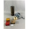 Image 1 : Vintage RCAF MK15 Depth Charge Composite Canistor & 3 C.I.L. Blasting Cap Containers (2 are Tin). Al