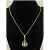 Image 1 : Vintage 1.5" Rhinestone  4 Leaf Clover Pendant On 18" Necklace