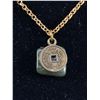 Image 2 : Small 22"K Gold Nugget On .5" Jade Pendant w/ 18" Chain