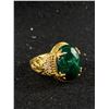 Image 1 : Men's Genuine Malachite Gold Plate Ring