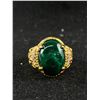 Image 2 : Men's Genuine Malachite Gold Plate Ring