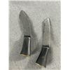 Image 2 : Interesting Vintage 15.5" KuKri Knife w/ 2 3.5" Mini Knives In Velvet Covered Sheath