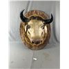 Image 1 : Nicely Done, Live Size Paper Mache Mounted Bull Head.Backing Is Approx. 23" x 29".