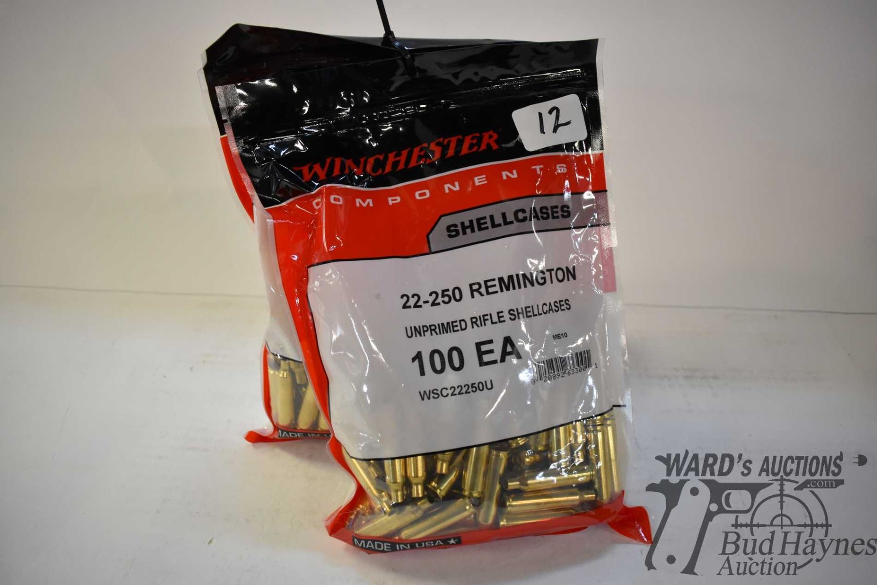 Two 100 count bags of Winchester .22 - 250 REM unprimed rifle shells