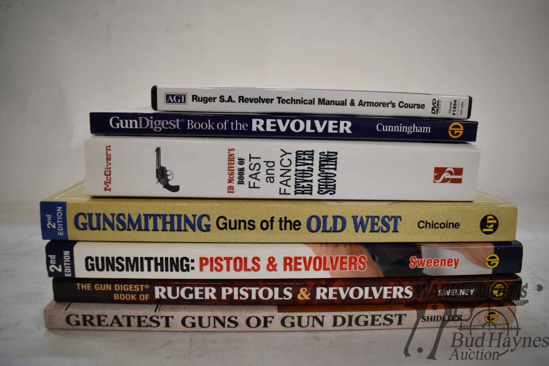Seven books on handguns including