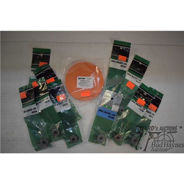 Selection of RCBS loading accessories including five shell holders (#3, #10, #16, #18, #28), three p