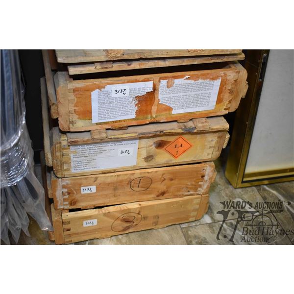 Four wooden ammo boxes