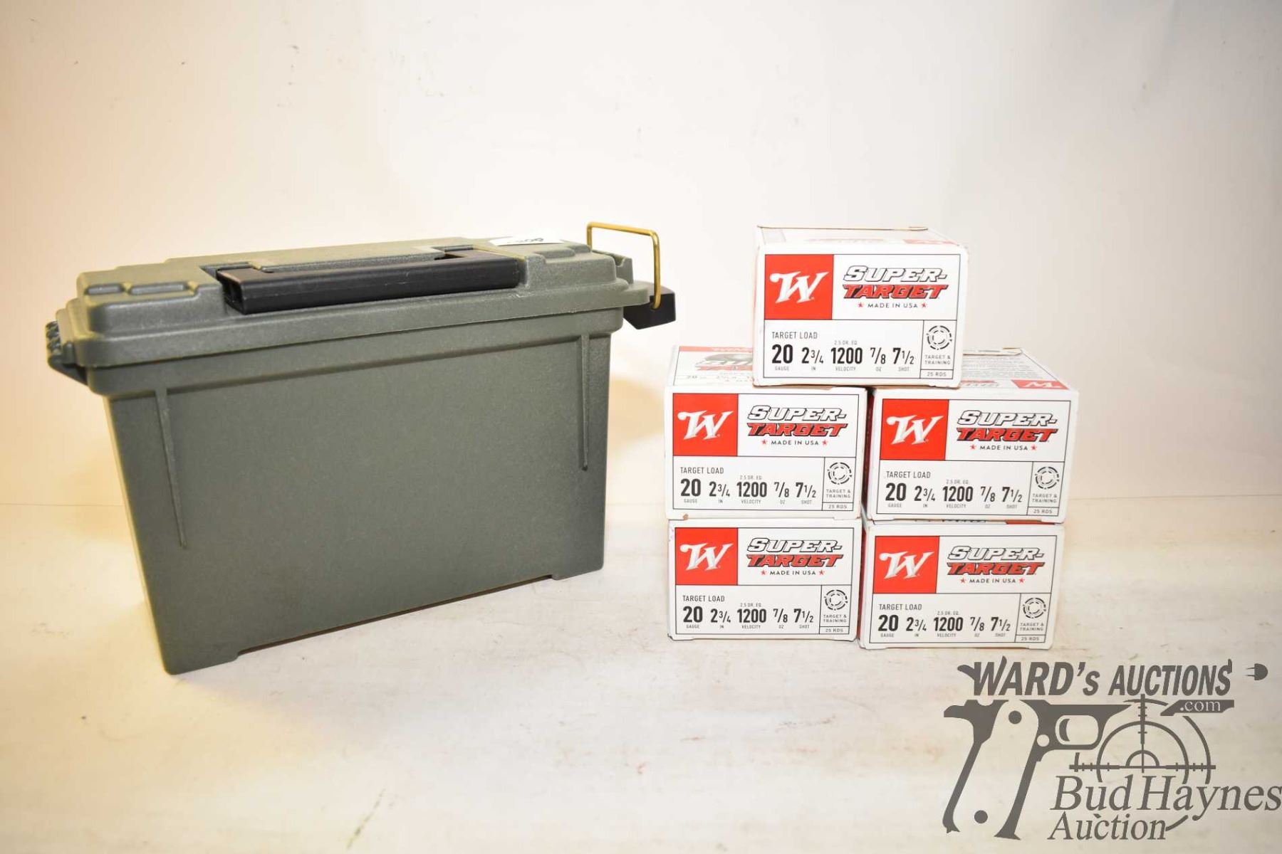 Count Boxes Plastic ammo box w/ five 25 count boxes Winchester Super Target 20 GA 2 ...