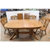 Image 1 : * Oak Dining Table w/(2) Leaves & (4) Chairs - 42" x 62" x 30" (Leaves Each: 15" x 42")