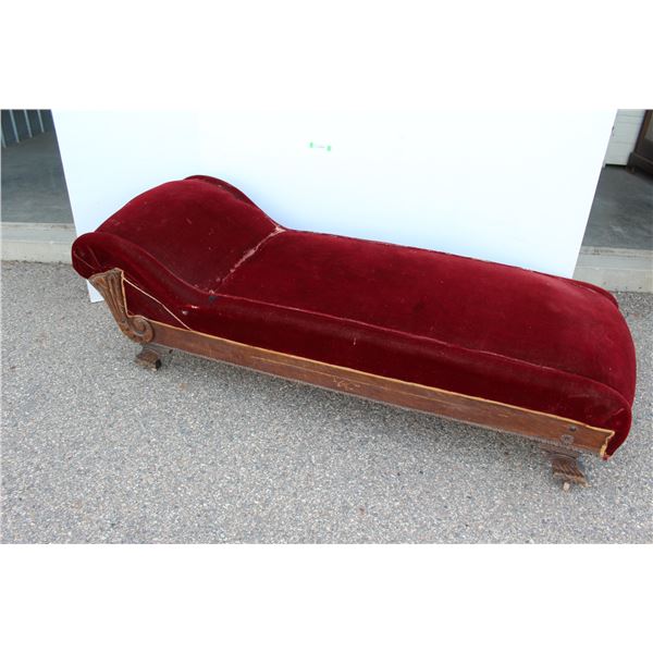 ** Antique Velour Chaise Lounger - Some Wear - 78" Long x 29" Width