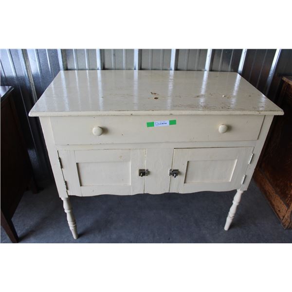 ** Antique Empire Scalloped Hutch - Two Door & One Drawer - 44" x 23" x 37" Tall - Some Wear