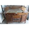Image 1 : ** Antique Oak Turn of the Century Buffet w/Top Mirrored Hutch (Needs Repair) & Original Metal Casto