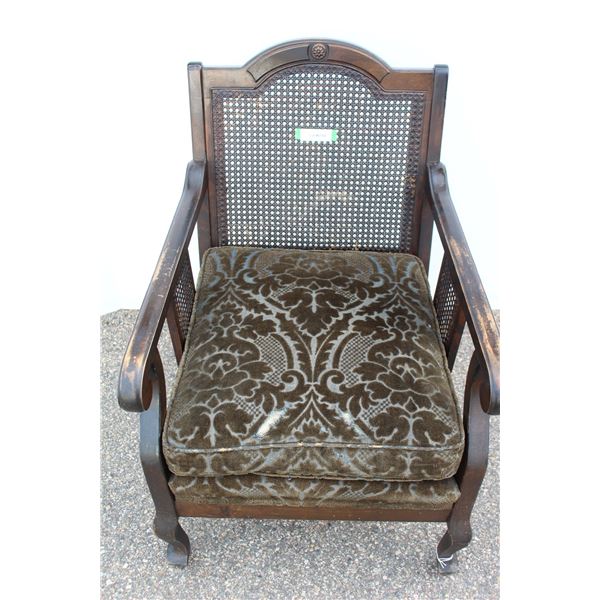 ** Antique Kroehler Rattan Upholstered Sitting Chair - Some Wear