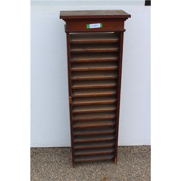 ** Antique Wooden 16 Filing Cabinet - 47" Tall x 17" x 10" - Missing Backing