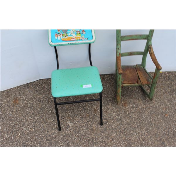 ** Vintage Children's Folding Desk & Antique Wooden Children's Chair