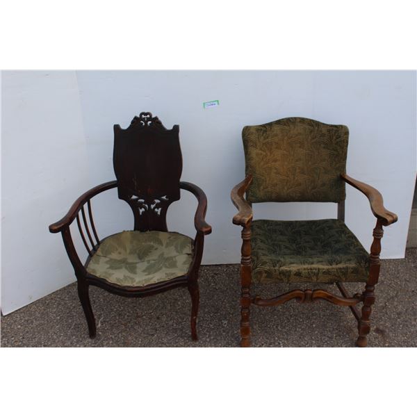 ** (2) Antique Sitting Chairs - Worn