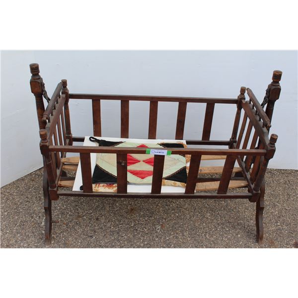 ** Antique Wooden Bassinet - Some Wear