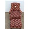Image 1 : ** Antique Upholstered Arm Chair & Stool - Some Wear