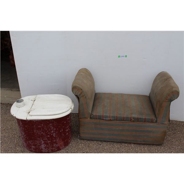 ** Vintage Porta-Potty & Bench (Some Wear)