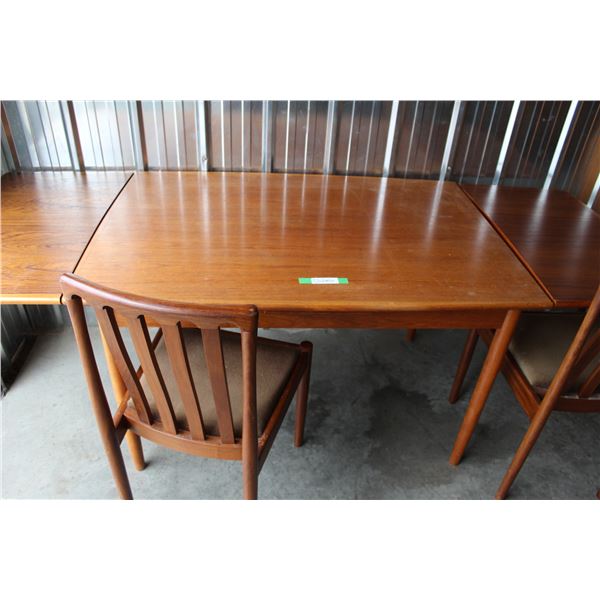 ** Folding Teak Table & (2) Chairs - 83" long Unfolded, 47" Folded - Some Wear