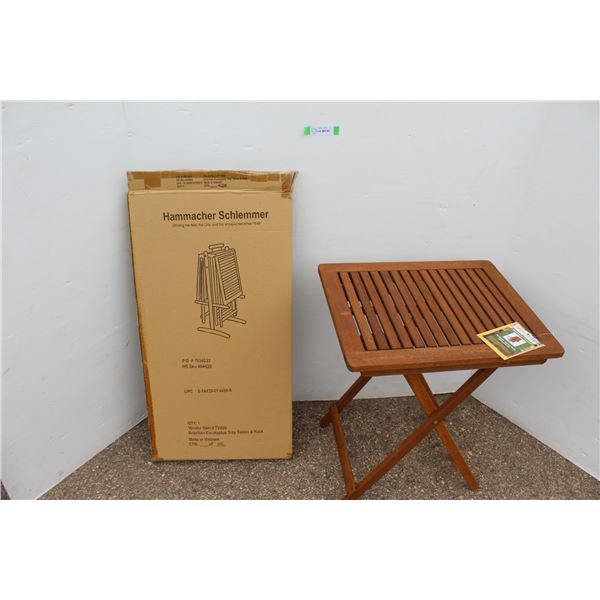 ** Hammacher Schlemmer Brazilian Eucalyptus Folding TV Tray